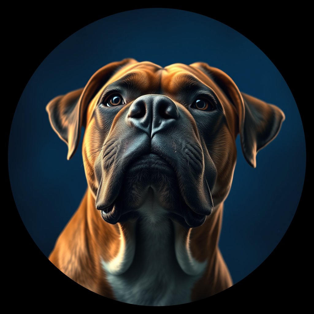 Cosmic medallion portrait of PFZ23G12_PFZ23G12, a Boxer