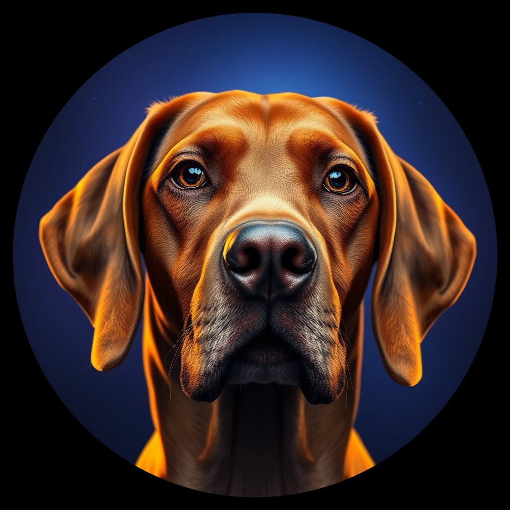 Cosmic medallion portrait of PFZ23H02_PFZ23H02, a Vizsla