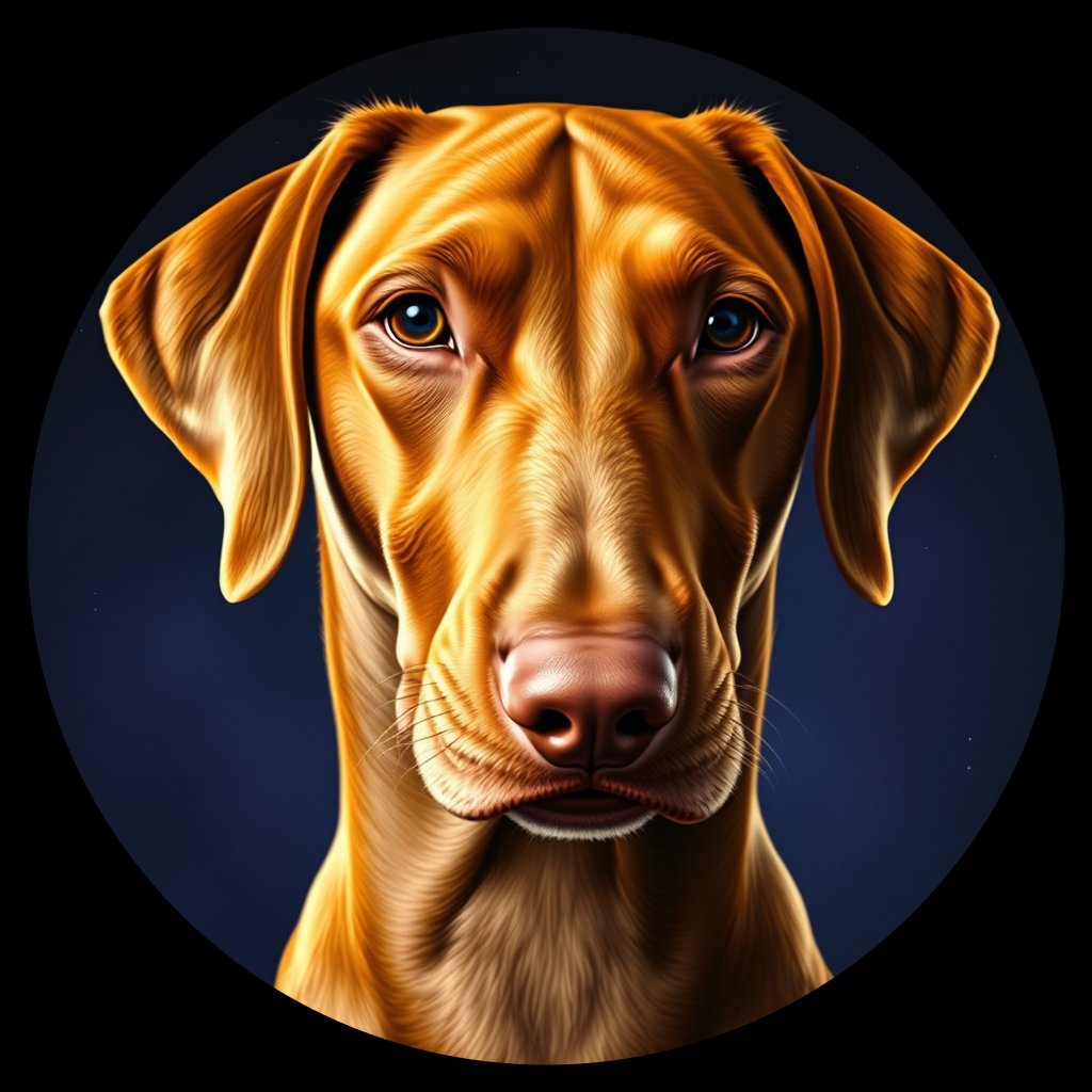 Cosmic medallion portrait of PFZ23H03_PFZ23H03, a Vizsla