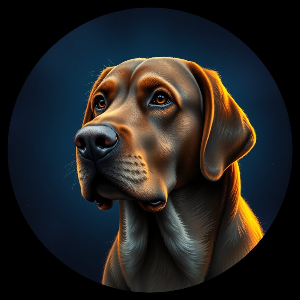 Cosmic medallion portrait of PFZ23H04_PFZ23H04, a Labrador Retriever