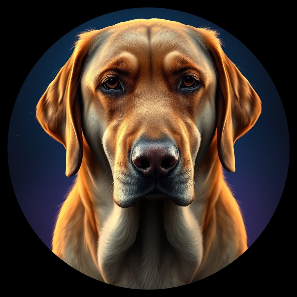 Cosmic medallion portrait of PFZ23H05_PFZ23H05, a Labrador Retriever