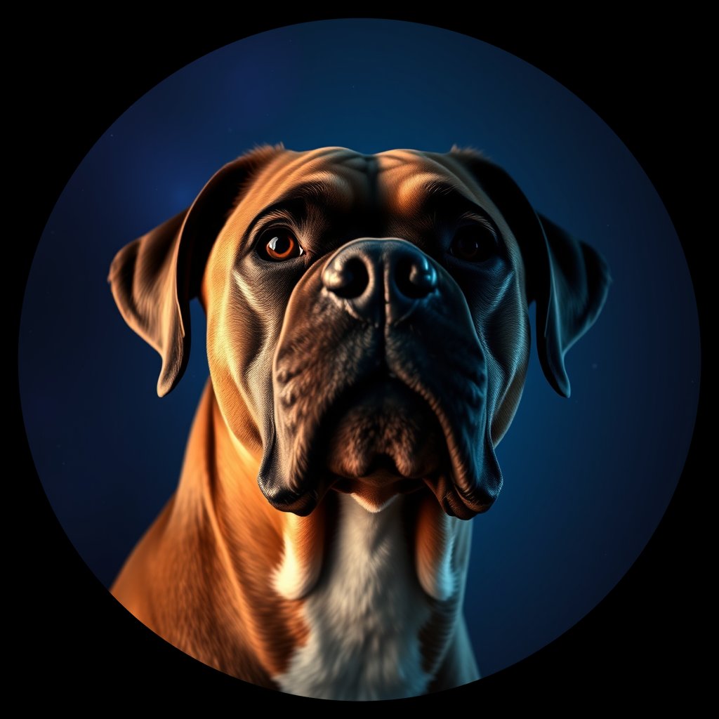 Cosmic medallion portrait of PFZ23H09_PFZ23H09, a Boxer