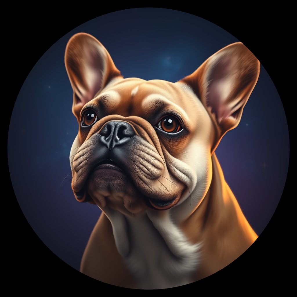 Cosmic medallion portrait of PFZ23H10_PFZ23H10, a French Bulldog