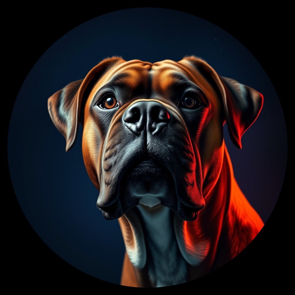 Cosmic medallion portrait of PFZ23H11_PFZ23H11, a Boxer