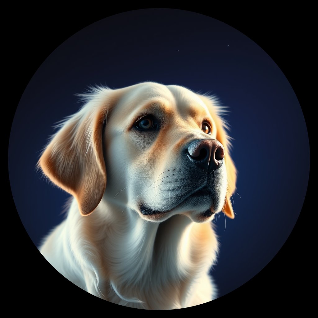 Cosmic medallion portrait of PFZ24A01_PFZ24A01, a Golden Retriever
