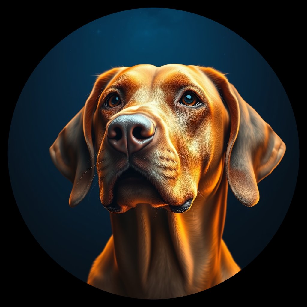 Cosmic medallion portrait of PFZ24A02_PFZ24A02, a Vizsla