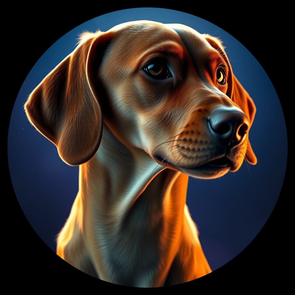 Cosmic medallion portrait of PFZ24A03_PFZ24A03, a Vizsla