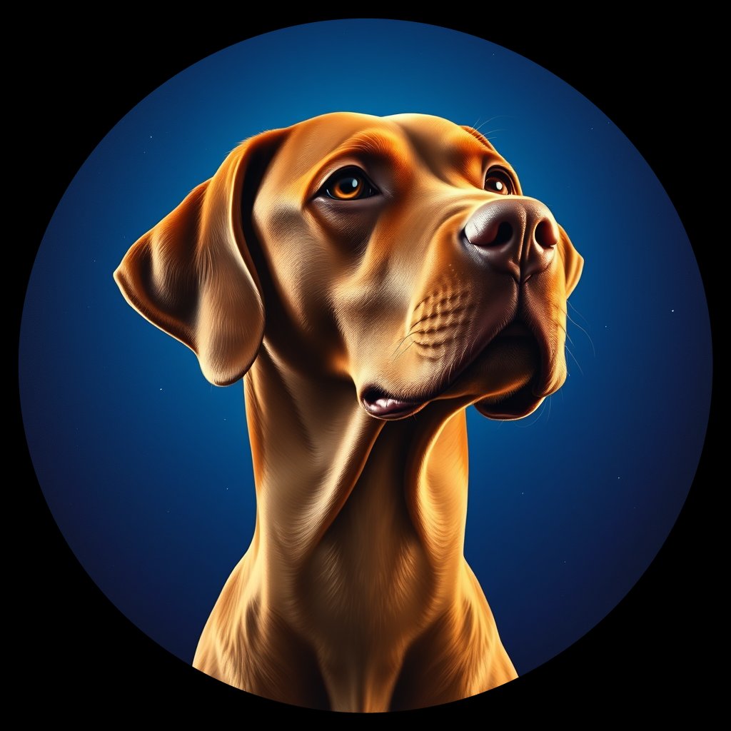 Cosmic medallion portrait of PFZ24A04_PFZ24A04, a Vizsla