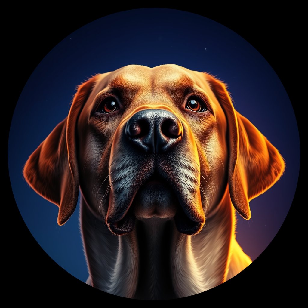 Cosmic medallion portrait of PFZ24A05_PFZ24A05, a Labrador Retriever