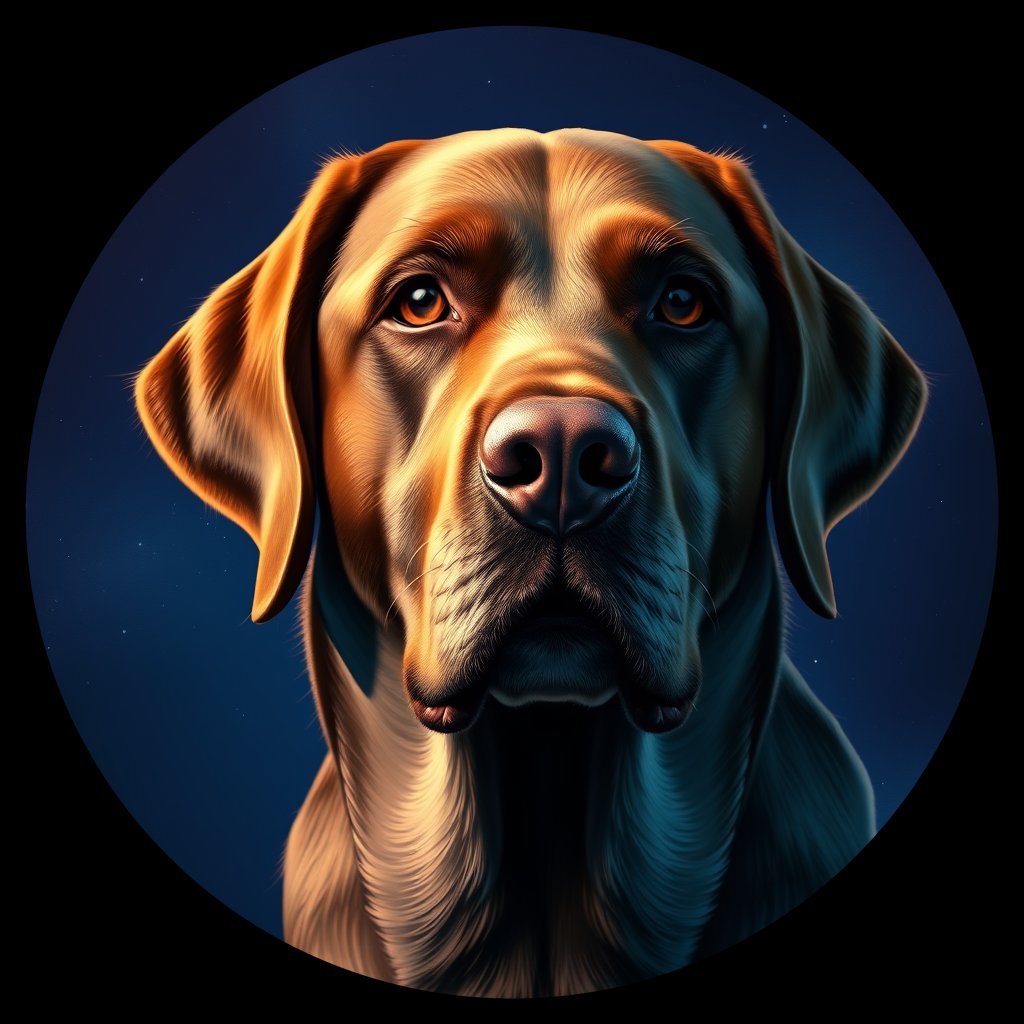 Cosmic medallion portrait of PFZ24A06_PFZ24A06, a Labrador Retriever