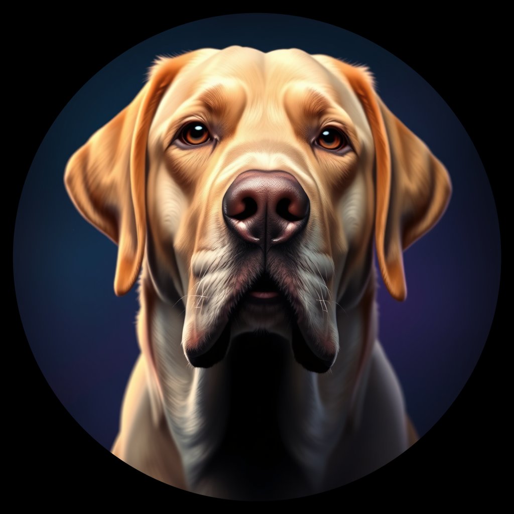 Cosmic medallion portrait of PFZ24A08_PFZ24A08, a Labrador Retriever