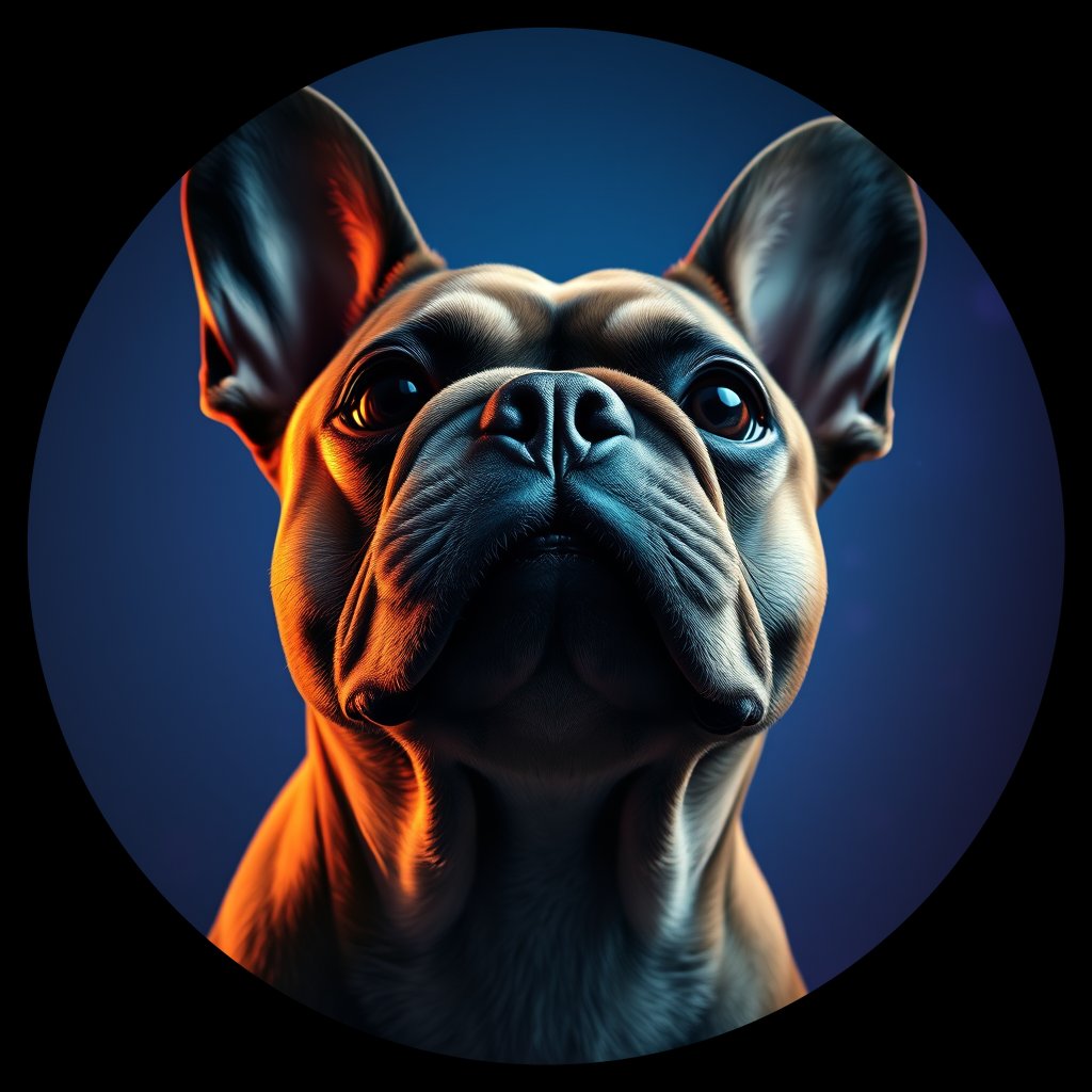 Cosmic medallion portrait of PFZ24A09_PFZ24A09, a French Bulldog
