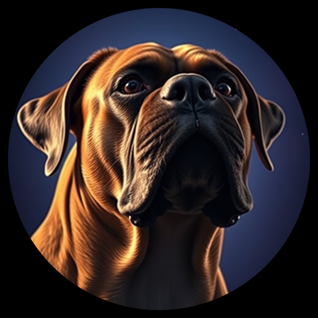 Cosmic medallion portrait of PFZ24A11_PFZ24A11, a Boxer