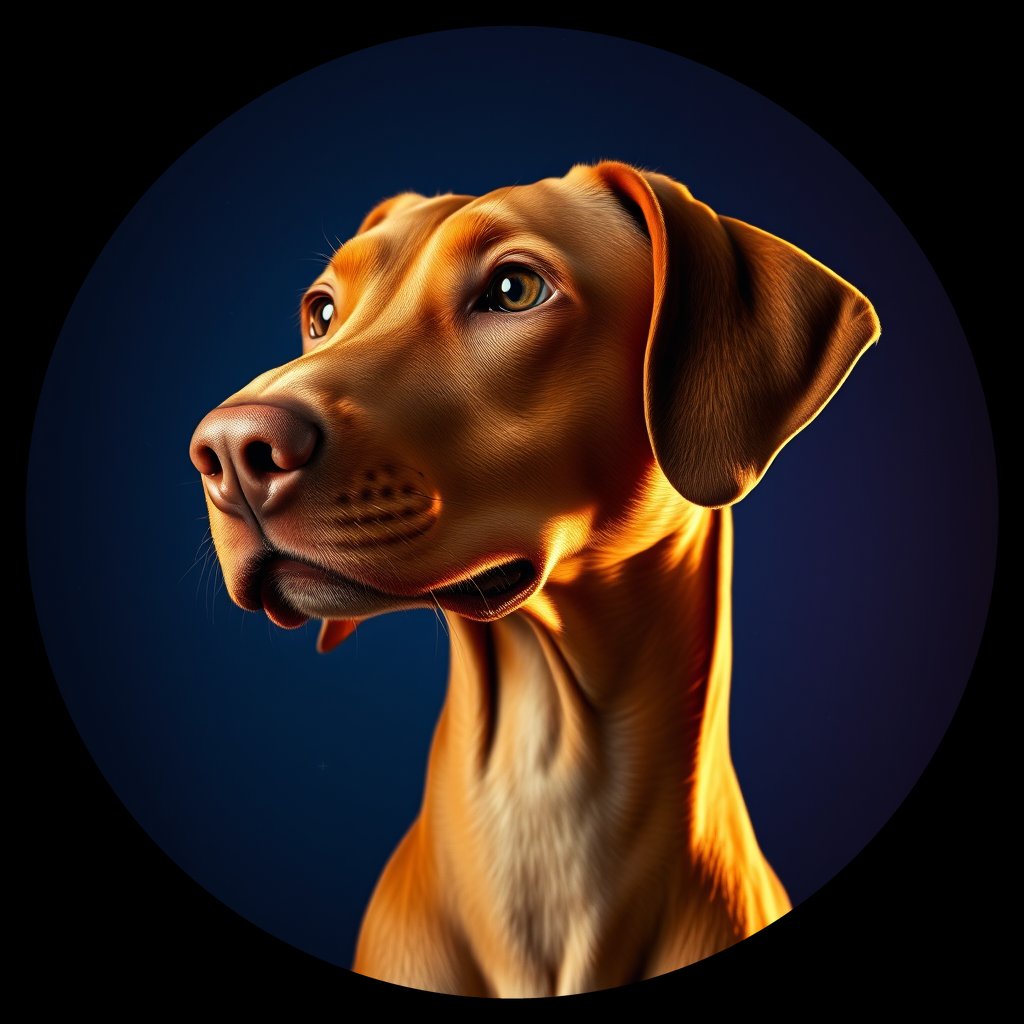 Cosmic medallion portrait of PFZ24B01_PFZ24B01, a Vizsla