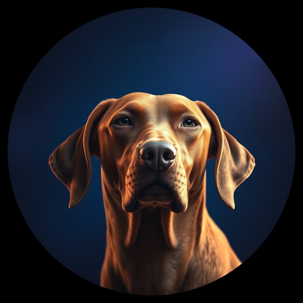 Cosmic medallion portrait of PFZ24B02_PFZ24B02, a Vizsla