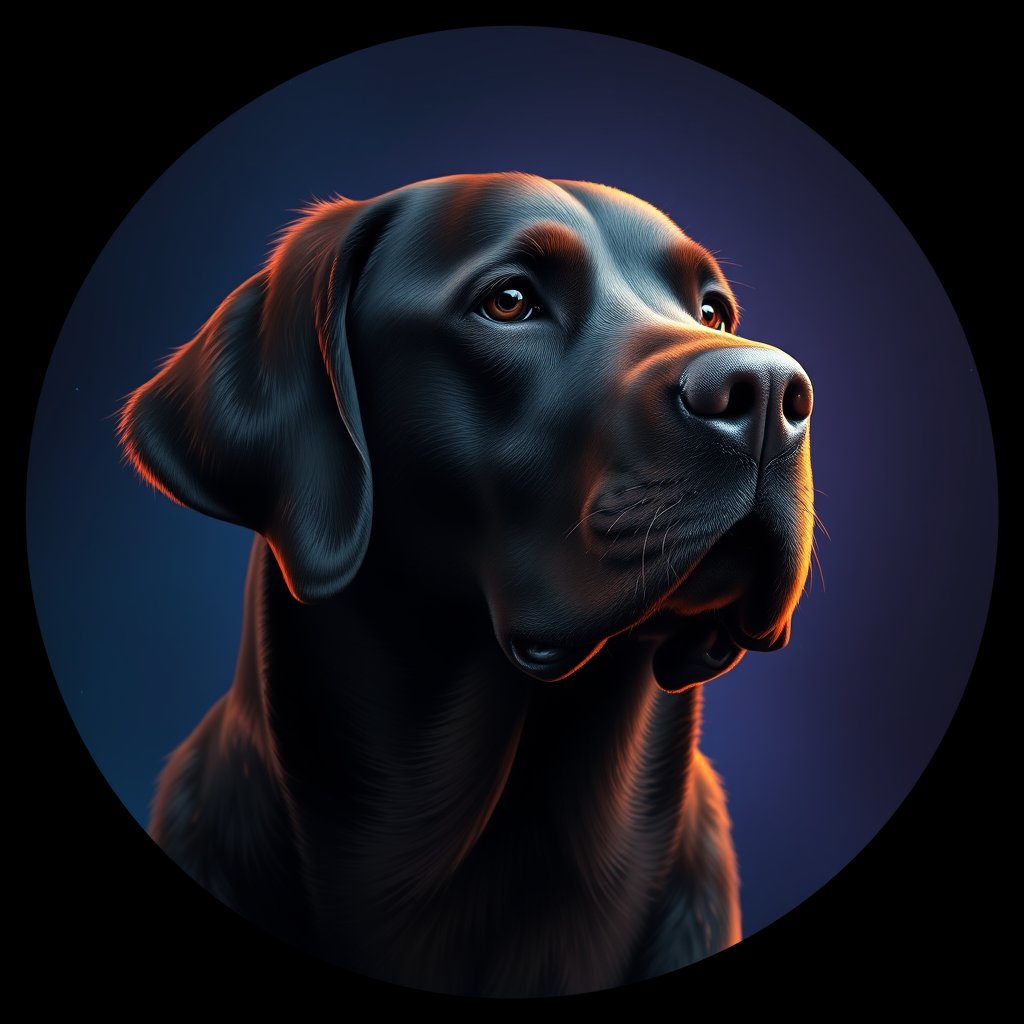 Cosmic medallion portrait of PFZ24B07_PFZ24B07, a Labrador Retriever