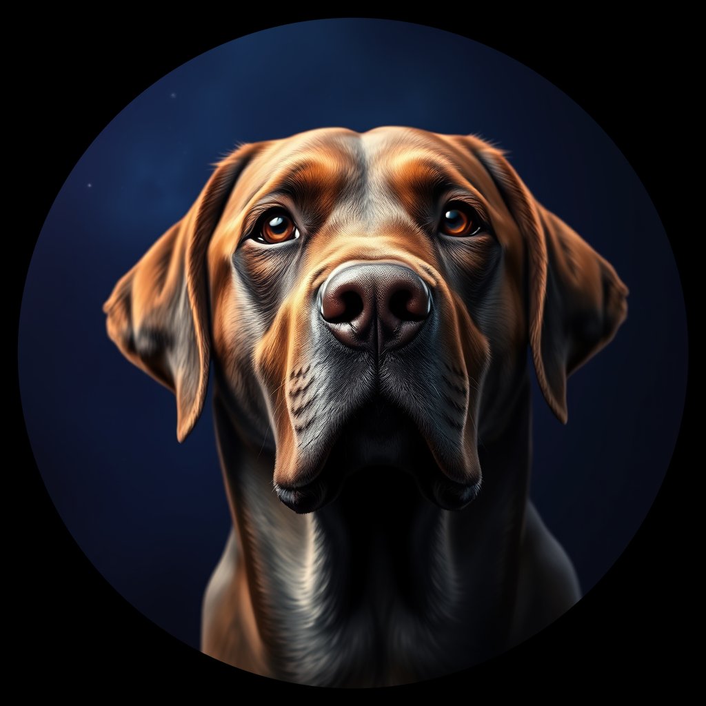 Cosmic medallion portrait of PFZ24B08_PFZ24B08, a Labrador Retriever