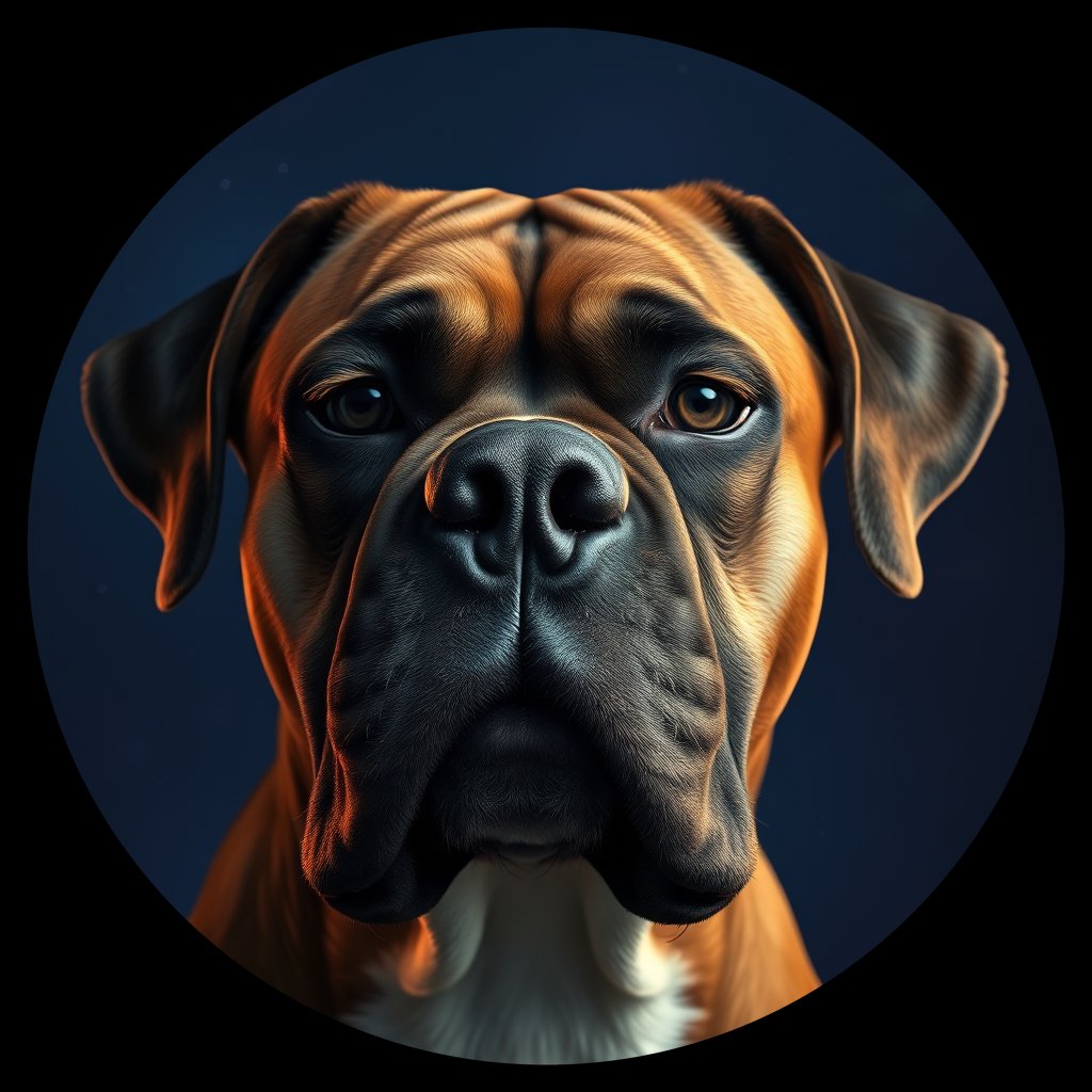 Cosmic medallion portrait of PFZ24B12_PFZ24B12, a Boxer