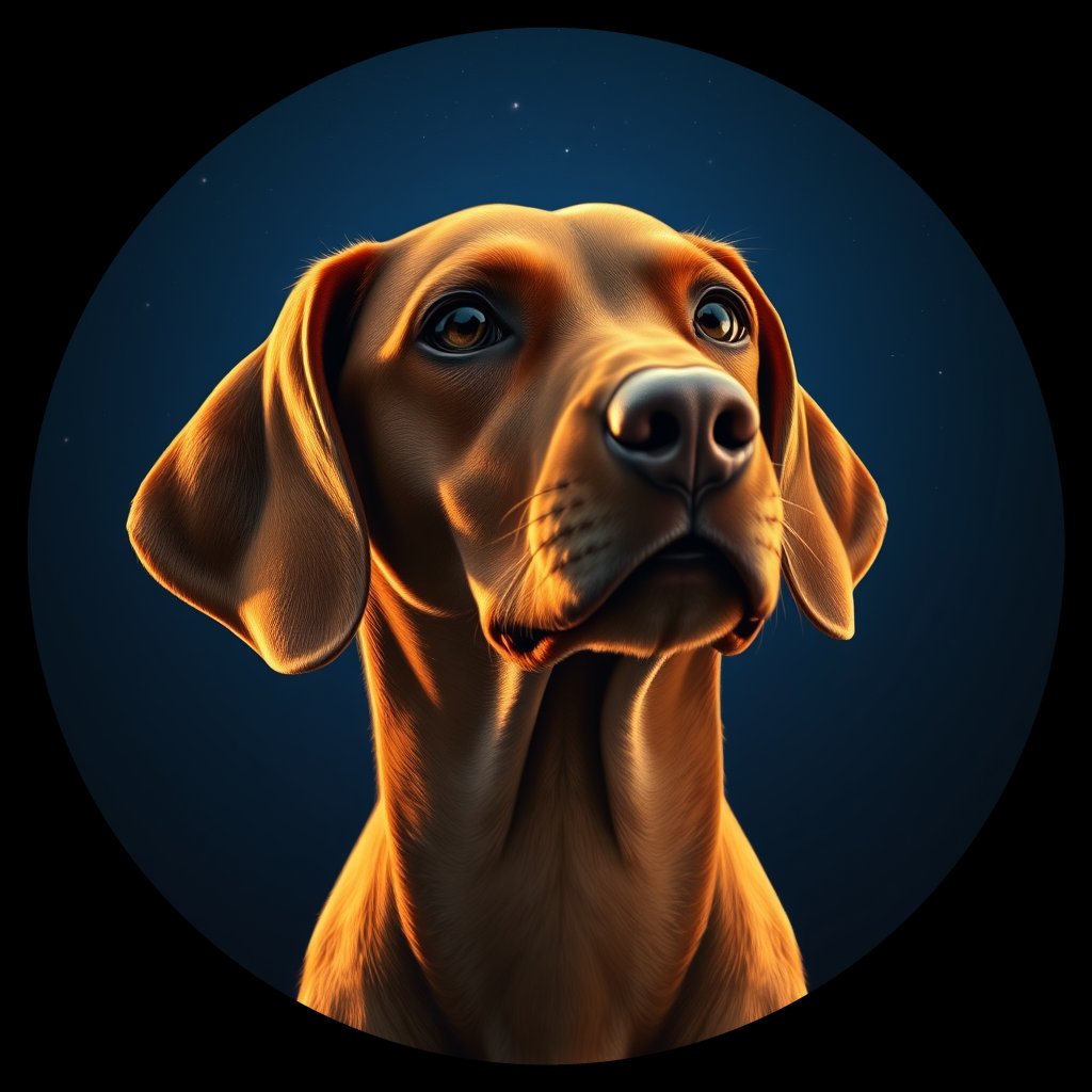 Cosmic medallion portrait of PFZ24C02_PFZ24C02, a Vizsla