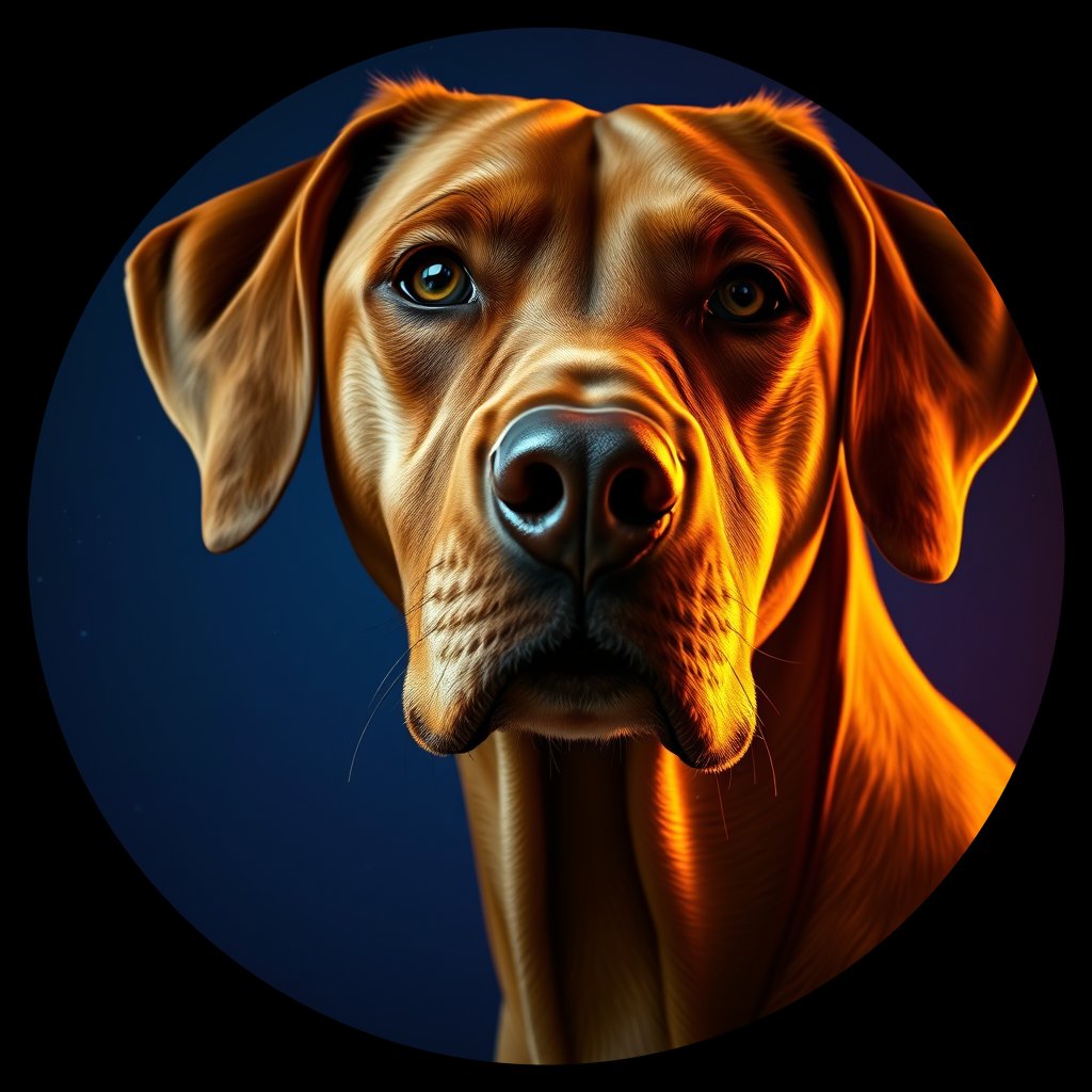 Cosmic medallion portrait of PFZ24C03_PFZ24C03, a Vizsla