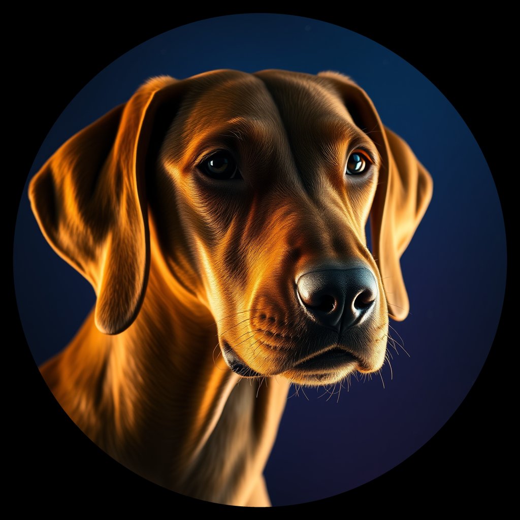 Cosmic medallion portrait of PFZ24C04_PFZ24C04, a Vizsla