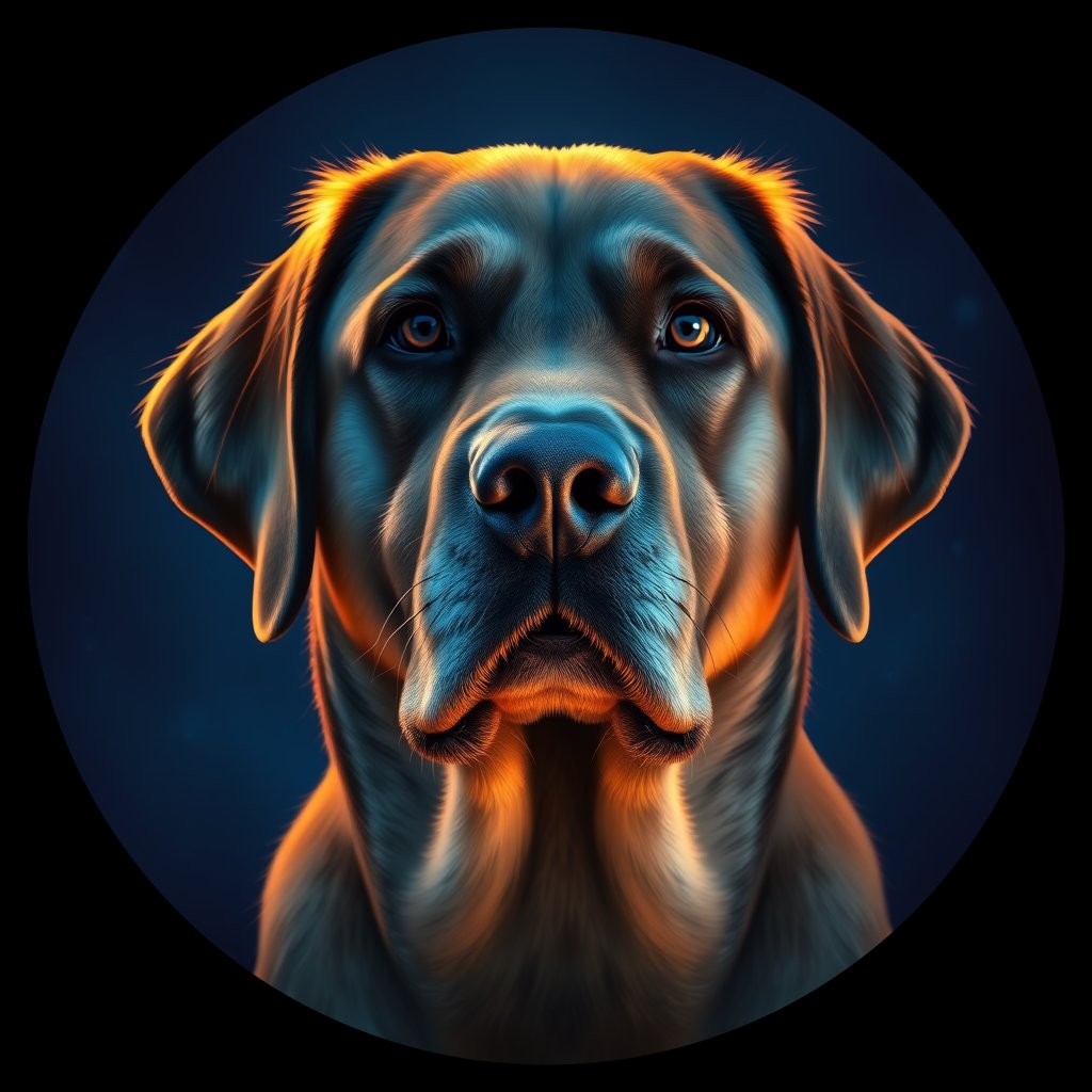 Cosmic medallion portrait of PFZ24C05_PFZ24C05, a Labrador Retriever
