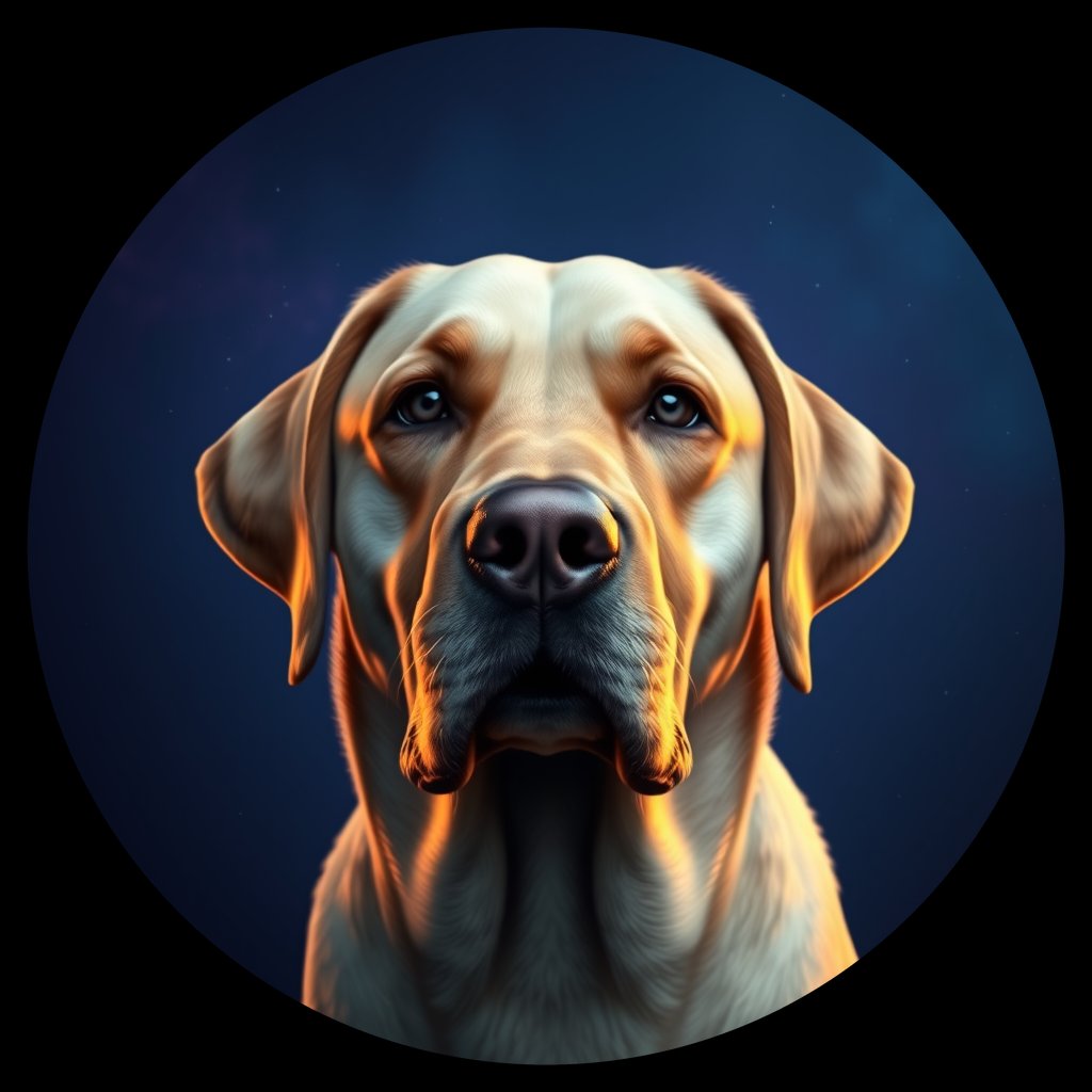 Cosmic medallion portrait of PFZ24C08_PFZ24C08, a Labrador Retriever