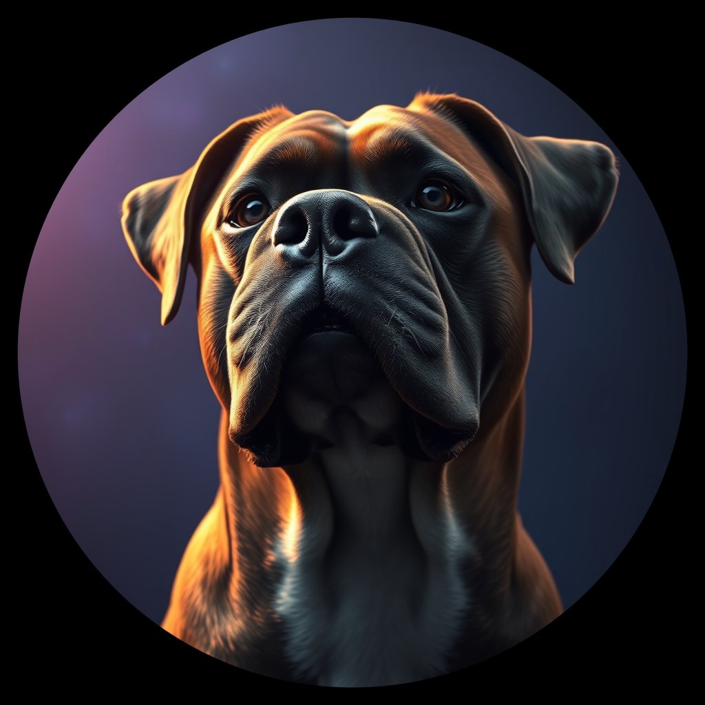 Cosmic medallion portrait of PFZ24C09_PFZ24C09, a Boxer
