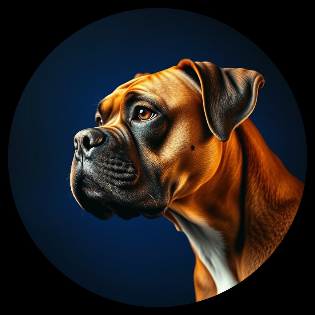 Cosmic medallion portrait of PFZ24C10_PFZ24C10, a Boxer