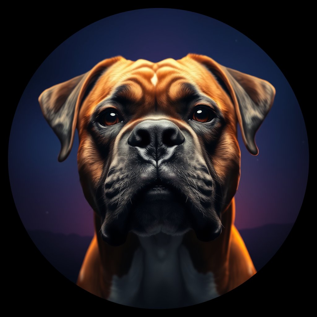 Cosmic medallion portrait of PFZ24C12_PFZ24C12, a Boxer