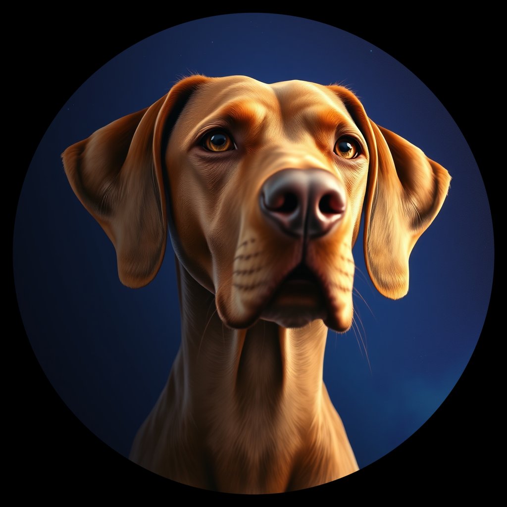 Cosmic medallion portrait of PFZ24D01_PFZ24D01, a Vizsla