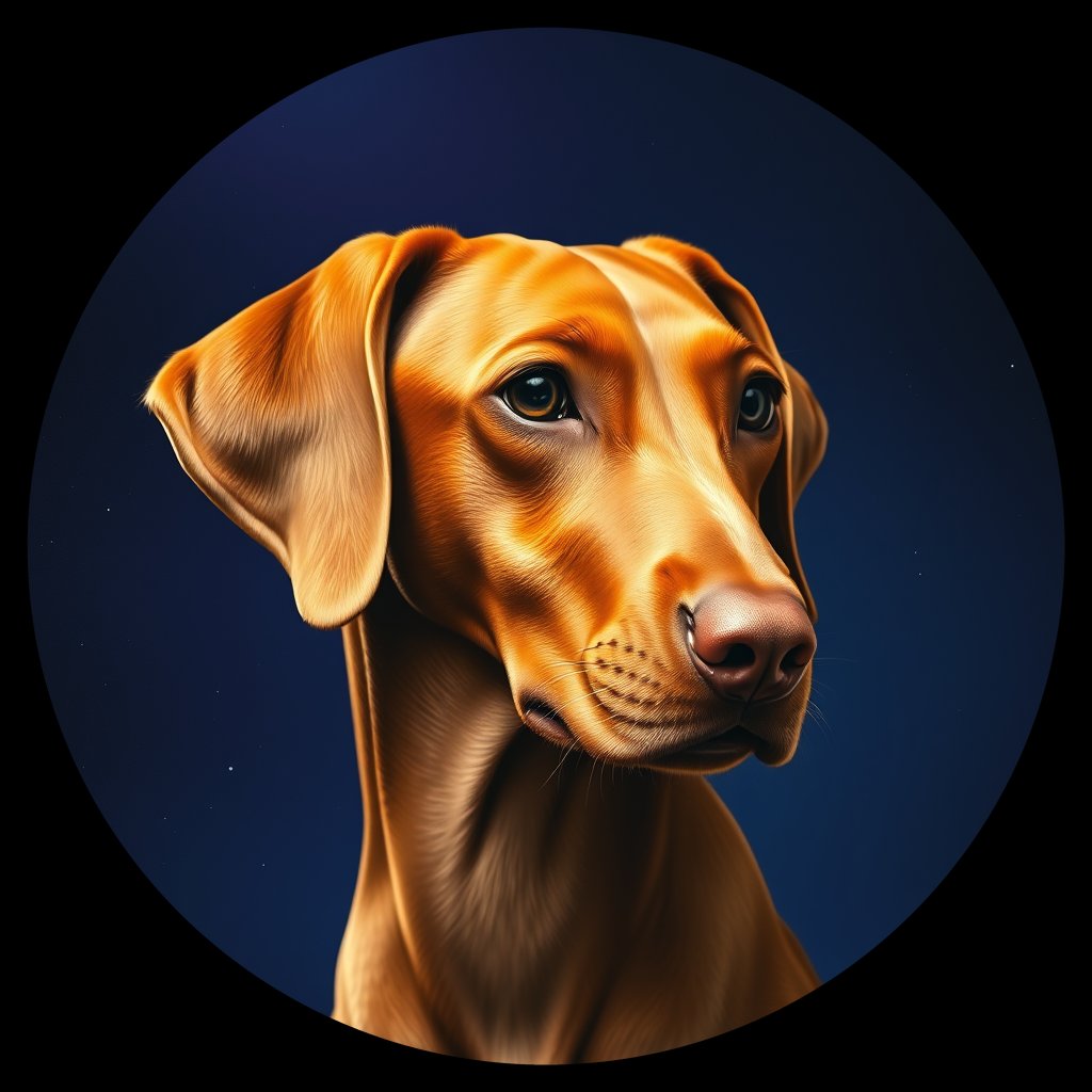 Cosmic medallion portrait of PFZ24D03_PFZ24D03, a Vizsla