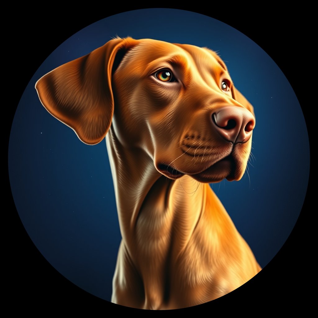 Cosmic medallion portrait of PFZ24D04_PFZ24D04, a Vizsla