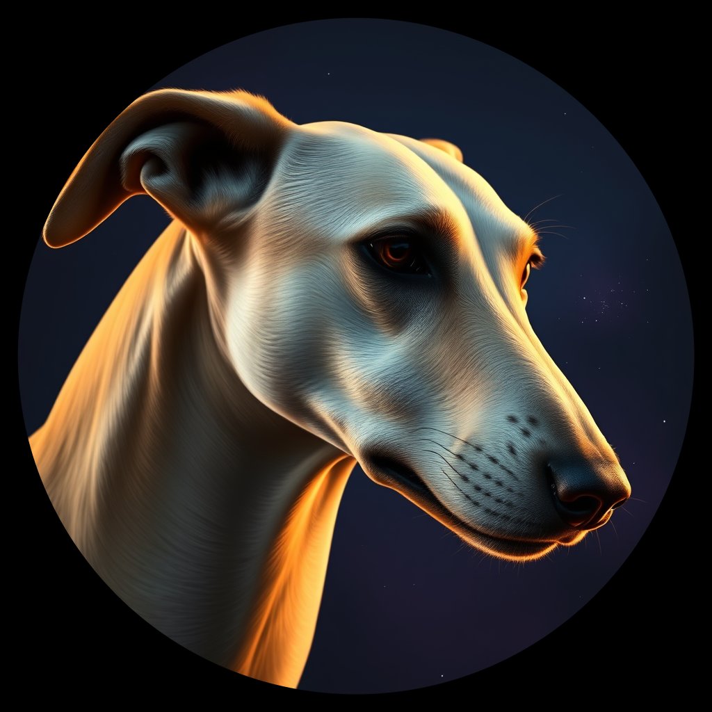 Cosmic medallion portrait of PFZ24D05_PFZ24D05, a Greyhound