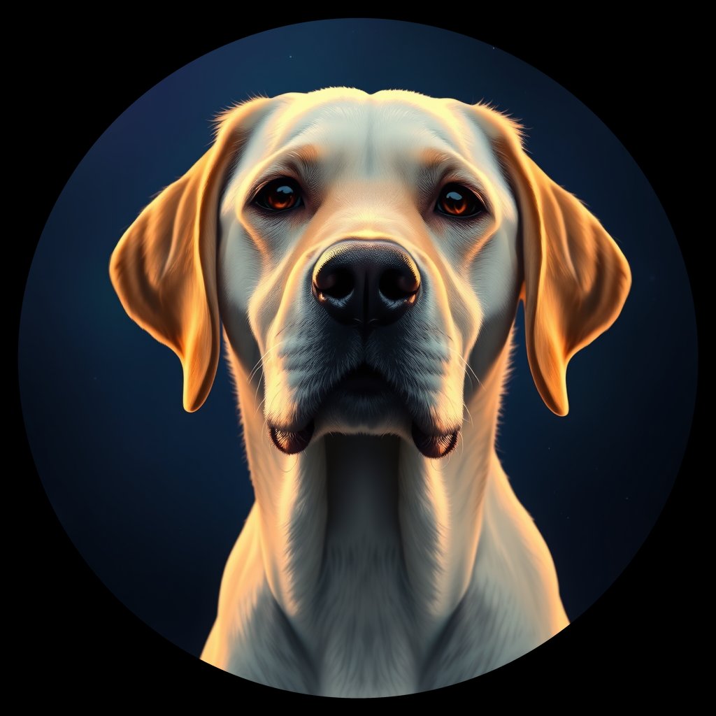Cosmic medallion portrait of PFZ24D07_PFZ24D07, a Labrador Retriever
