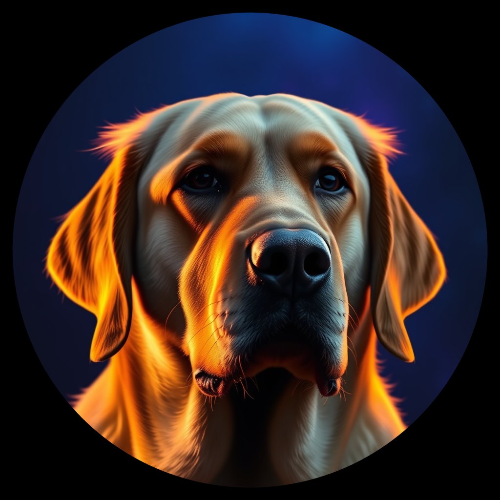 Cosmic medallion portrait of PFZ24D08_PFZ24D08, a Labrador Retriever