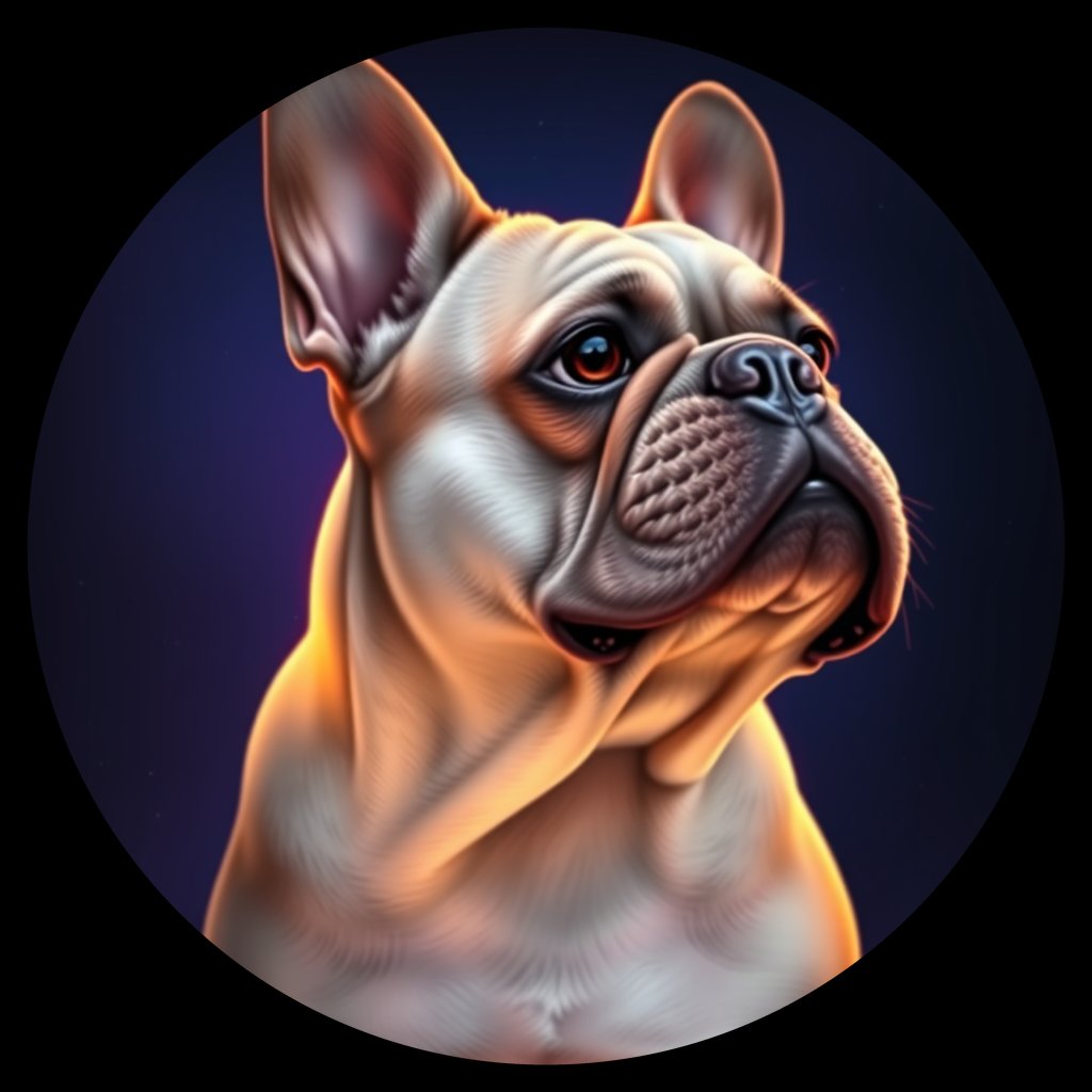 Cosmic medallion portrait of PFZ24D09_PFZ24D09, a French Bulldog