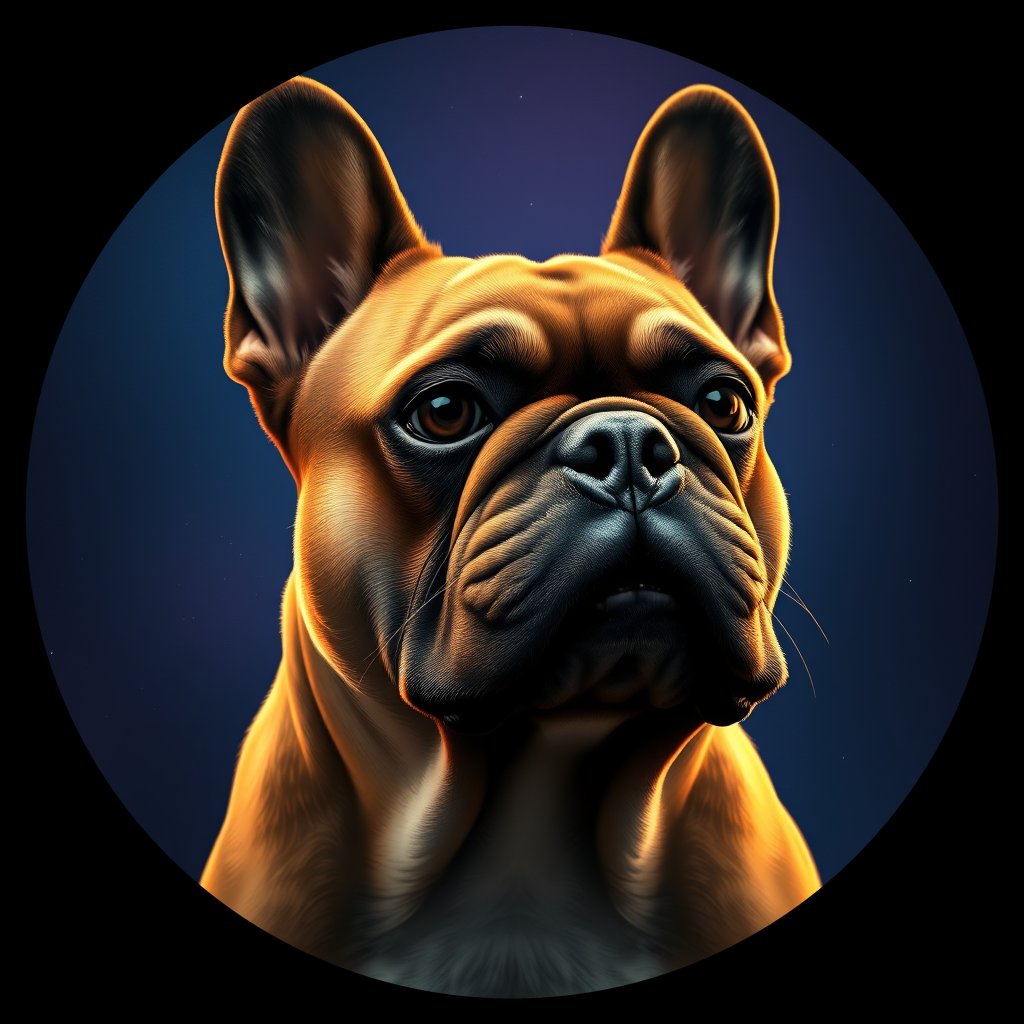 Cosmic medallion portrait of PFZ24D10_PFZ24D10, a French Bulldog