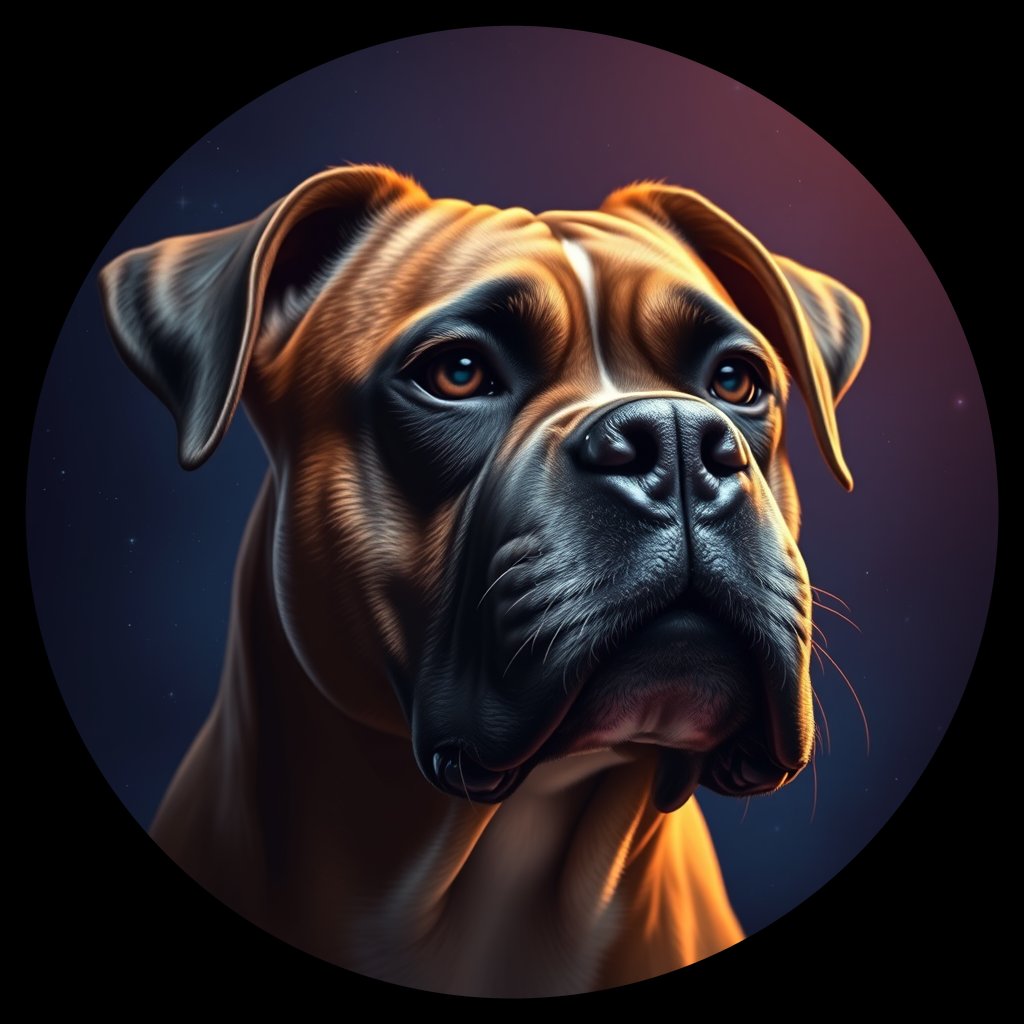 Cosmic medallion portrait of PFZ24D12_PFZ24D12, a Boxer