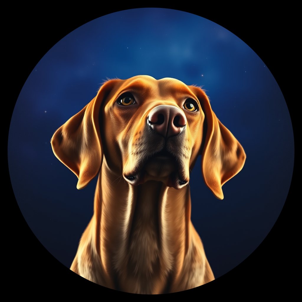 Cosmic medallion portrait of PFZ24E01_PFZ24E01, a Vizsla