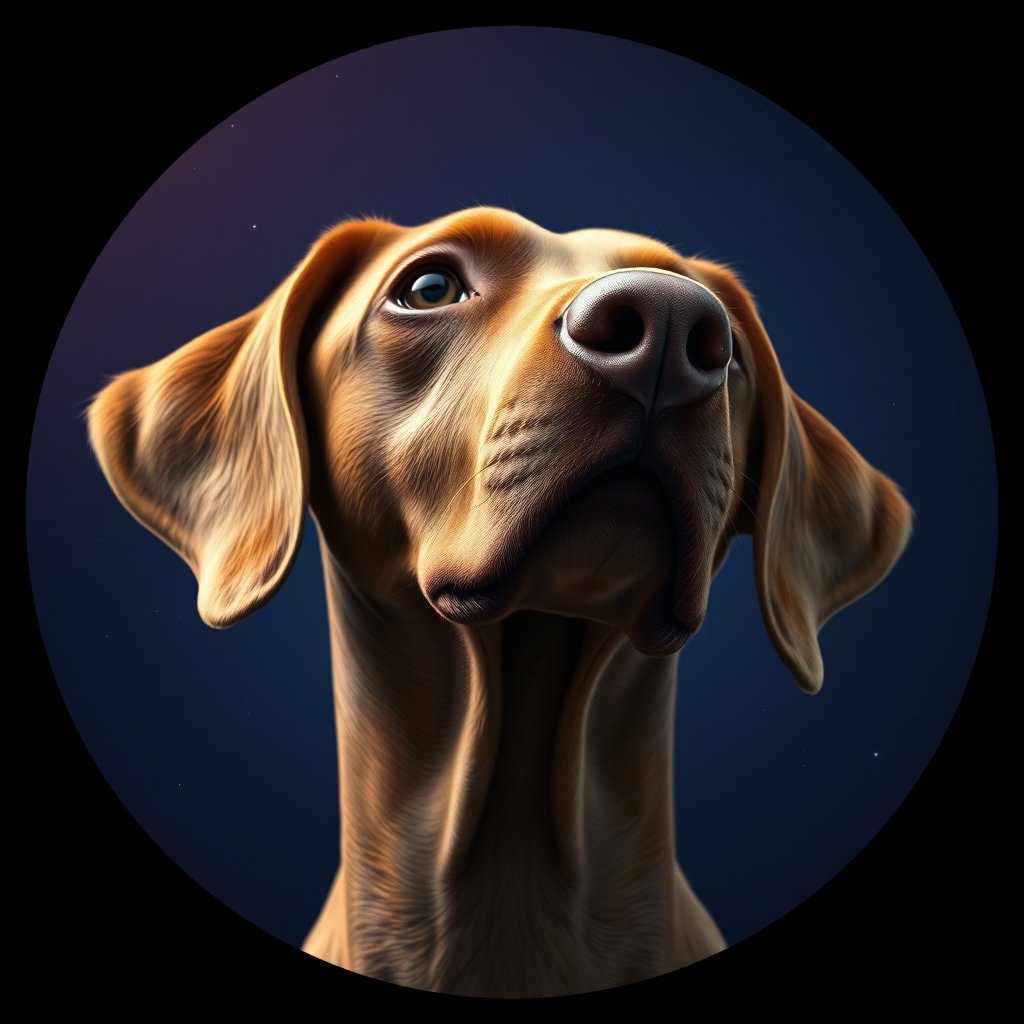 Cosmic medallion portrait of PFZ24E04_PFZ24E04, a Vizsla