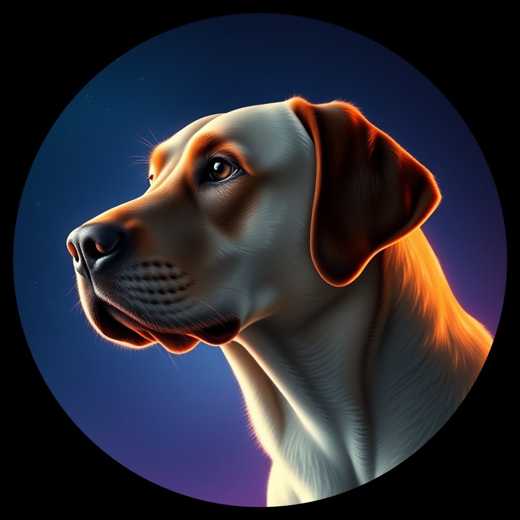 Cosmic medallion portrait of PFZ24E05_PFZ24E05, a Labrador Retriever