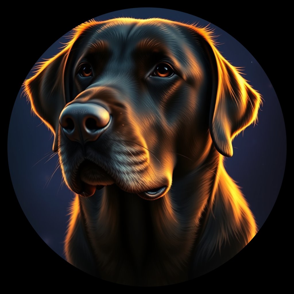 Cosmic medallion portrait of PFZ24E07_PFZ24E07, a Labrador Retriever