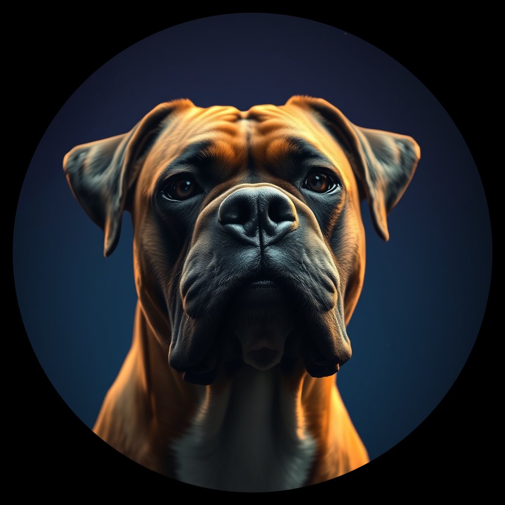 Cosmic medallion portrait of PFZ24E09_PFZ24E09, a Boxer