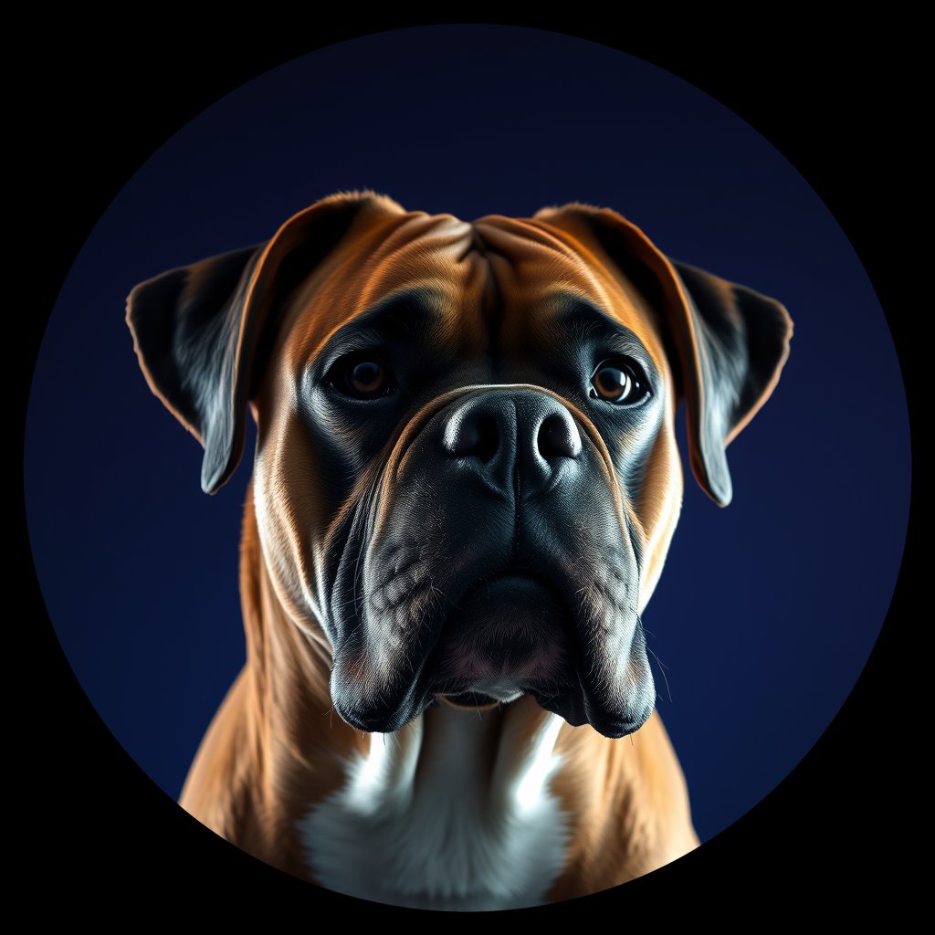Cosmic medallion portrait of PFZ24E10_PFZ24E10, a Boxer