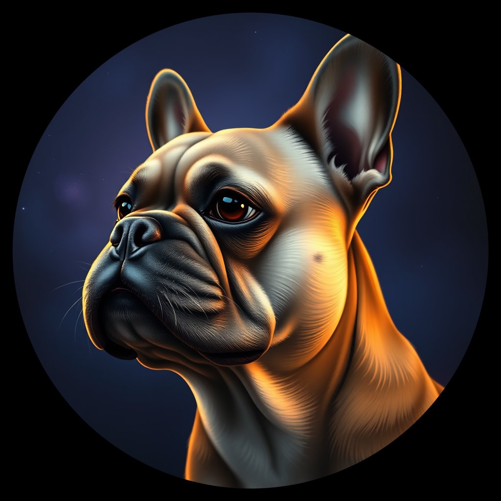 Cosmic medallion portrait of PFZ24E11_PFZ24E11, a French Bulldog