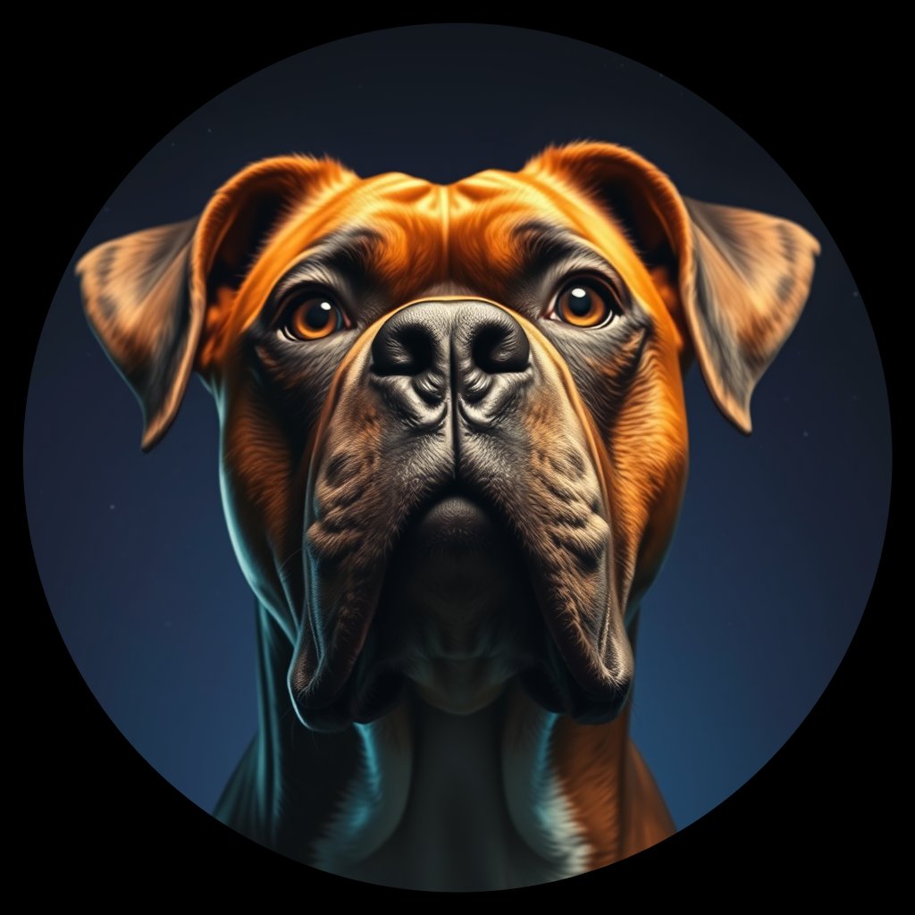 Cosmic medallion portrait of PFZ24E12_PFZ24E12, a Boxer