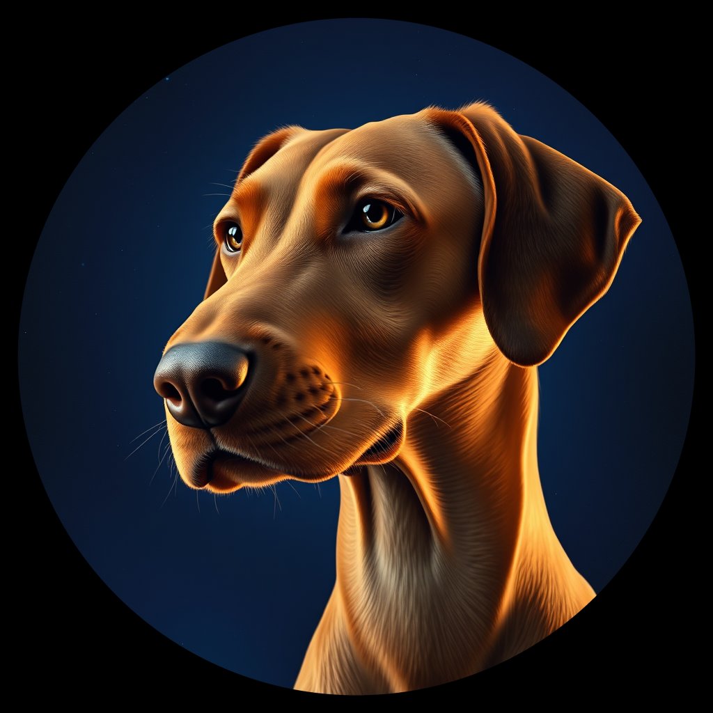 Cosmic medallion portrait of PFZ24F02_PFZ24F02, a Vizsla