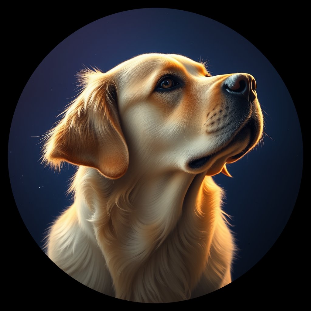Cosmic medallion portrait of PFZ24F03_PFZ24F03, a Golden Retriever