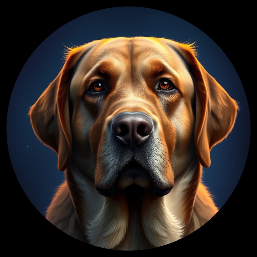 Cosmic medallion portrait of PFZ24F04_PFZ24F04, a Labrador Retriever